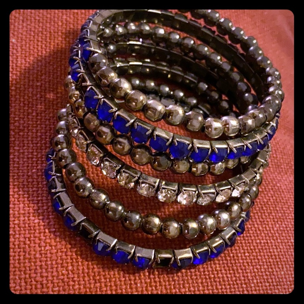 Costume Diamond, Sapphire, and Pearl Bangle
